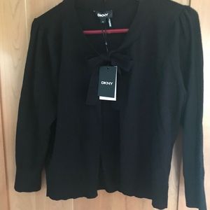 NWT DKNY black bow sweater medium
